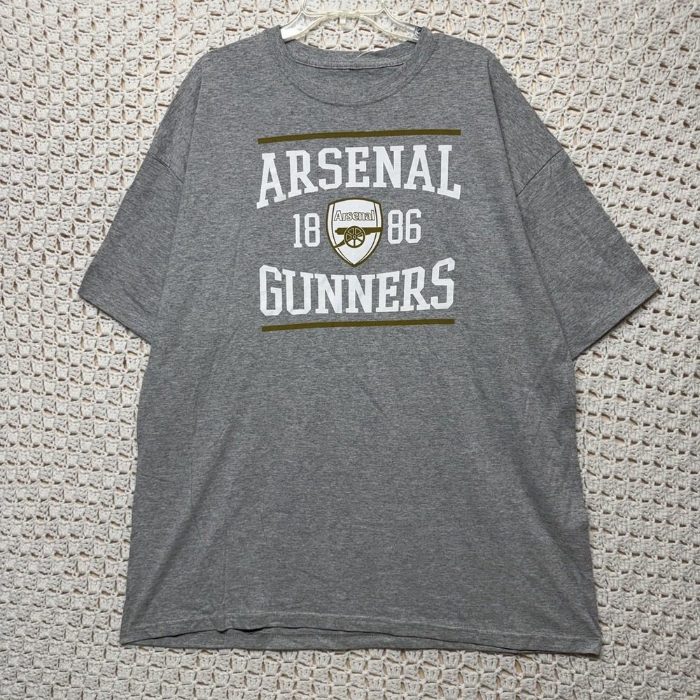 Arsenal Shirt Mens 2XL Gray Premier League Soccer Gunners 1886 Graphic Tee NWT